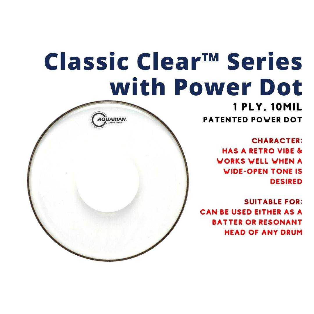 Aquarian CCPD Classic Clear with Power Dot 1ply 10mil Drum Head