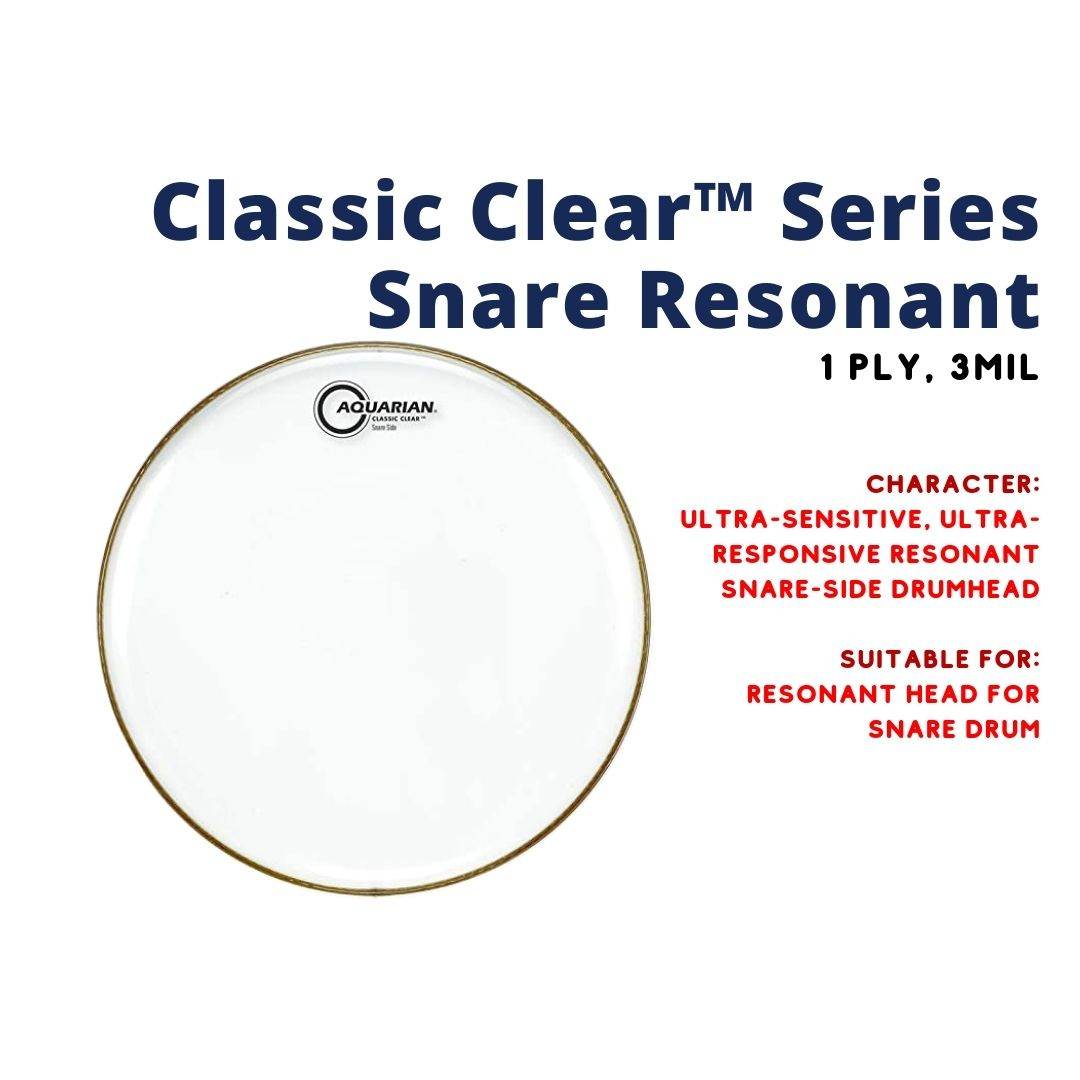 Aquarian CCSN Classic Clear Snare Resonant 1ply 3mil Snare Bottom Drum Head |  AQUARIAN |  DRUM HEAD |  Zoso Music