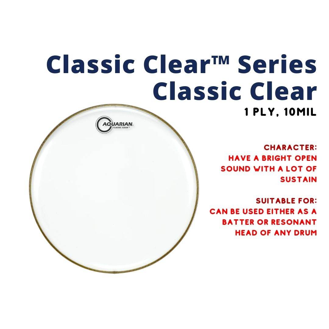 Aquarian CC Classic Clear 1ply 10mil Drum Head |  AQUARIAN |  DRUM HEAD |  Zoso Music