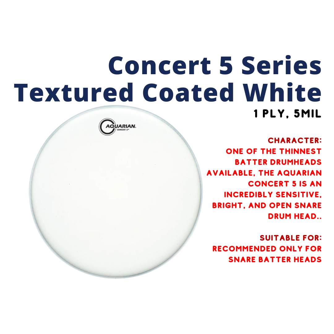 Aquarian CT-WH Concert 5 Coated White 1ply 5mil Snare Drum Head CT14WH 14" |  AQUARIAN |  DRUM HEAD |  Zoso Music