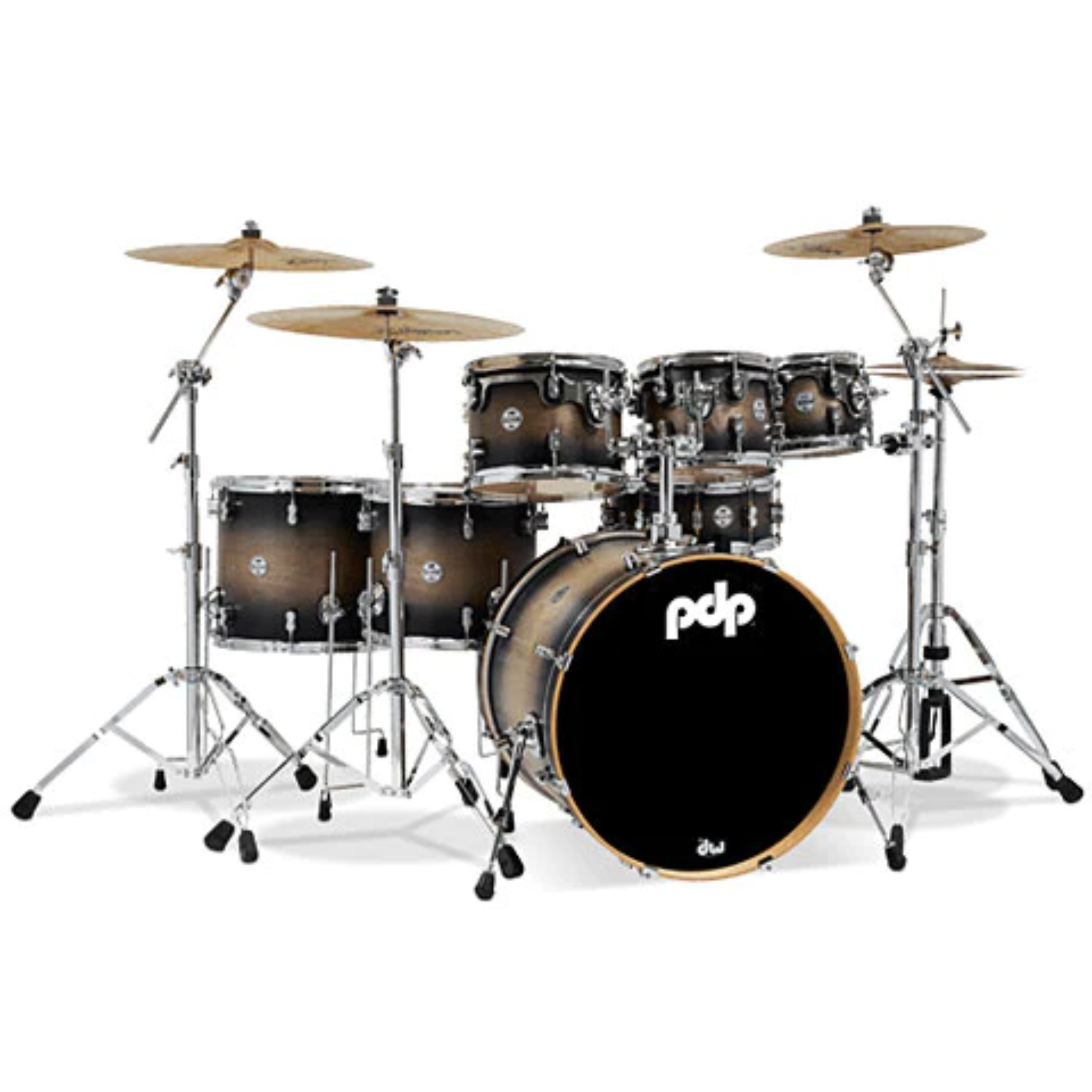 DW PDP Concept Maple 7-pc Drum Kit with Hardware - Satin Charcoal Burst | Zoso Music Sdn Bhd