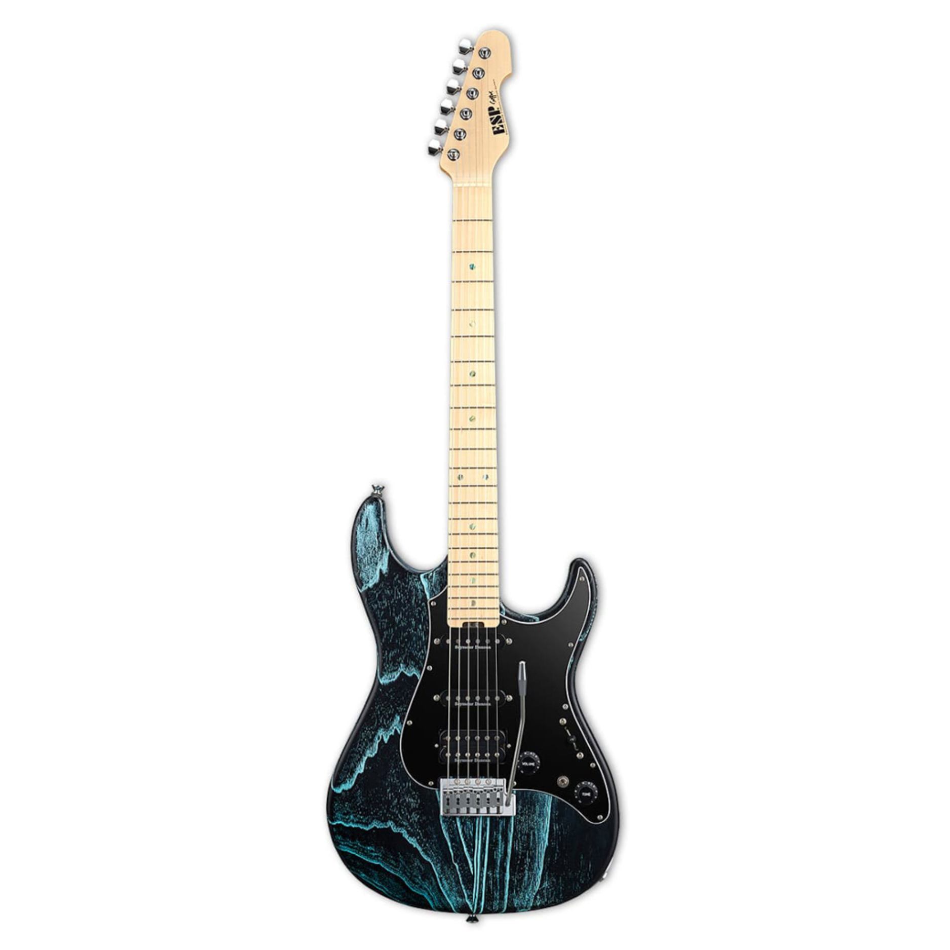 ESP Snapper-AS Driftwood Series Electric Guitar - Black with Blue Filler (SNAPPERASM)