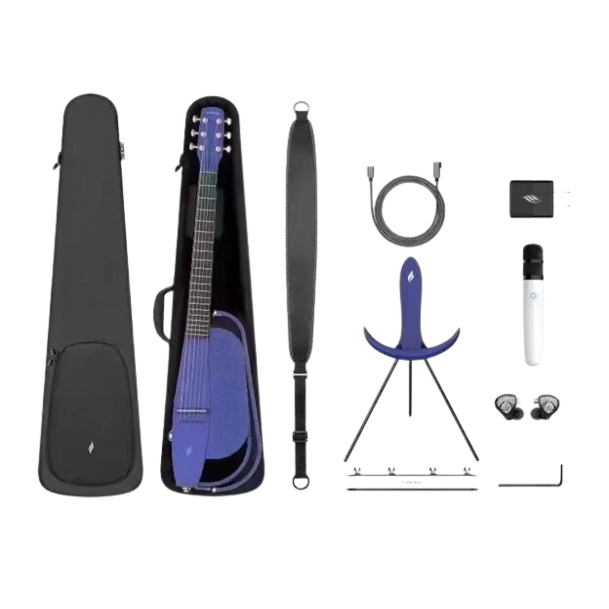 Enya NEXG2 2nd Edition 38Inch Smart Audio Guitar Purple W/Built In Speaker, Wireless Mic, Accessories