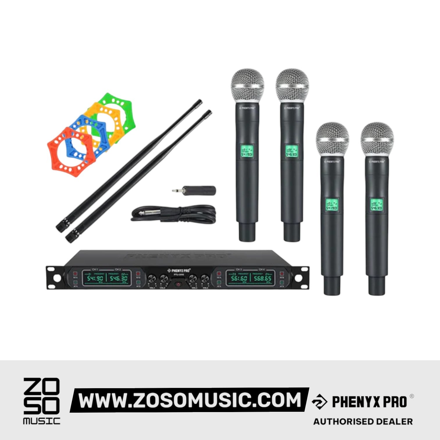 Phenyx Pro Best Budget Wireless PTU-5000A 4-Channel UHF Wireless Microphone System | Zoso Music Sdn Bhd