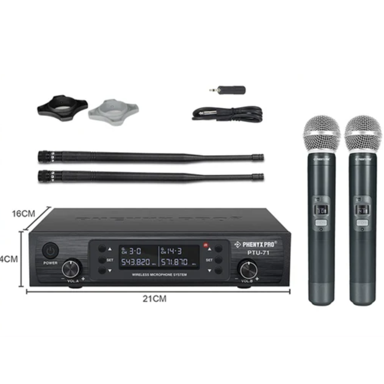 Phenyx Pro Best Budget Wireless PTU-71A Dual Handheld UHF Wireless Microphone System | Zoso Music Sdn Bhd
