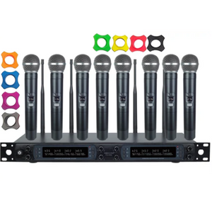 Phenyx Pro Best Budget Wireless PTU-6000 8-channel UHF Wireless Microphone System, 8x Hanheld Dynamic Microphones | Zoso Music Sdn Bhd