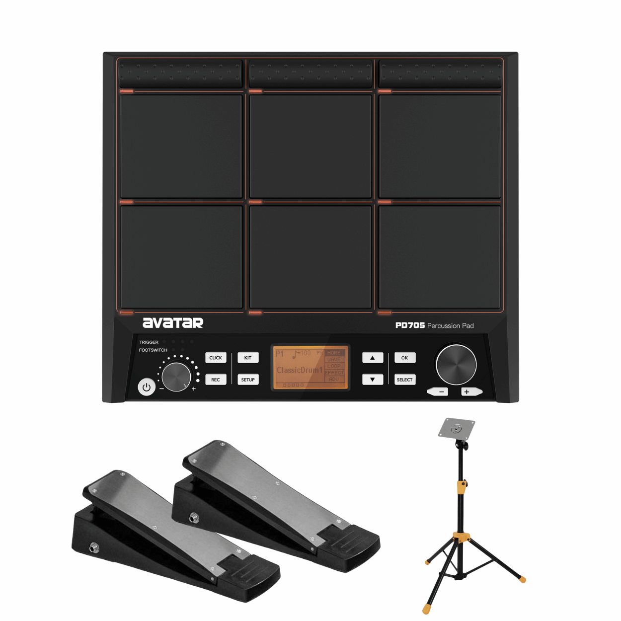 Avatar PD705 Electronic Percussion Pad with Pedals & Stand | Zoso Music Sdn Bhd