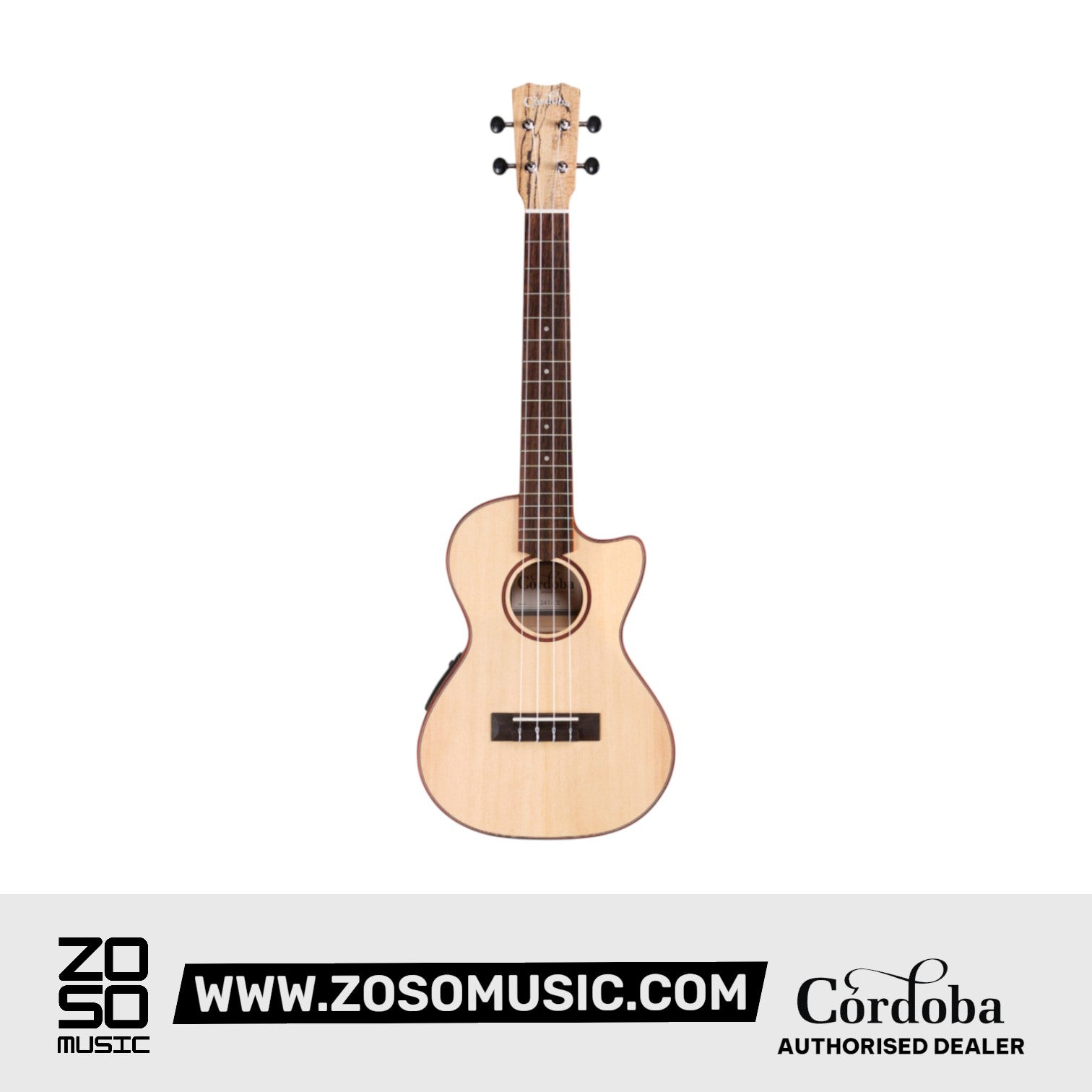 Cordoba 24T-CE Spruce Tenor Electric Ukulele - Spruce Top, Maple Back & Sides |  CORDOBA |  UKULELE |  Zoso Music