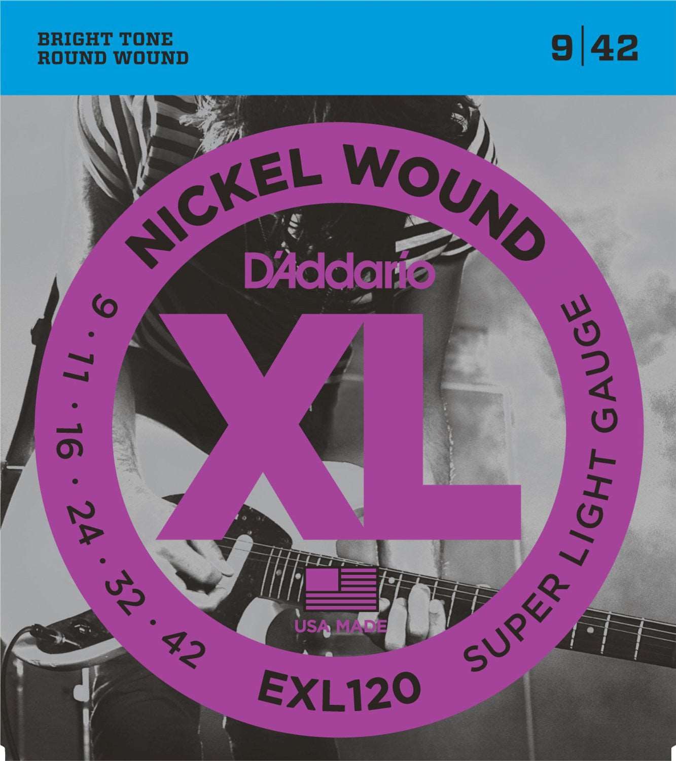 D'ADDARIO EXL120 NICKEL WOUND ELECTRIC GUITAR STRINGS, SUPER LIGHT (.009-.042) | D'ADDARIO , Zoso Music