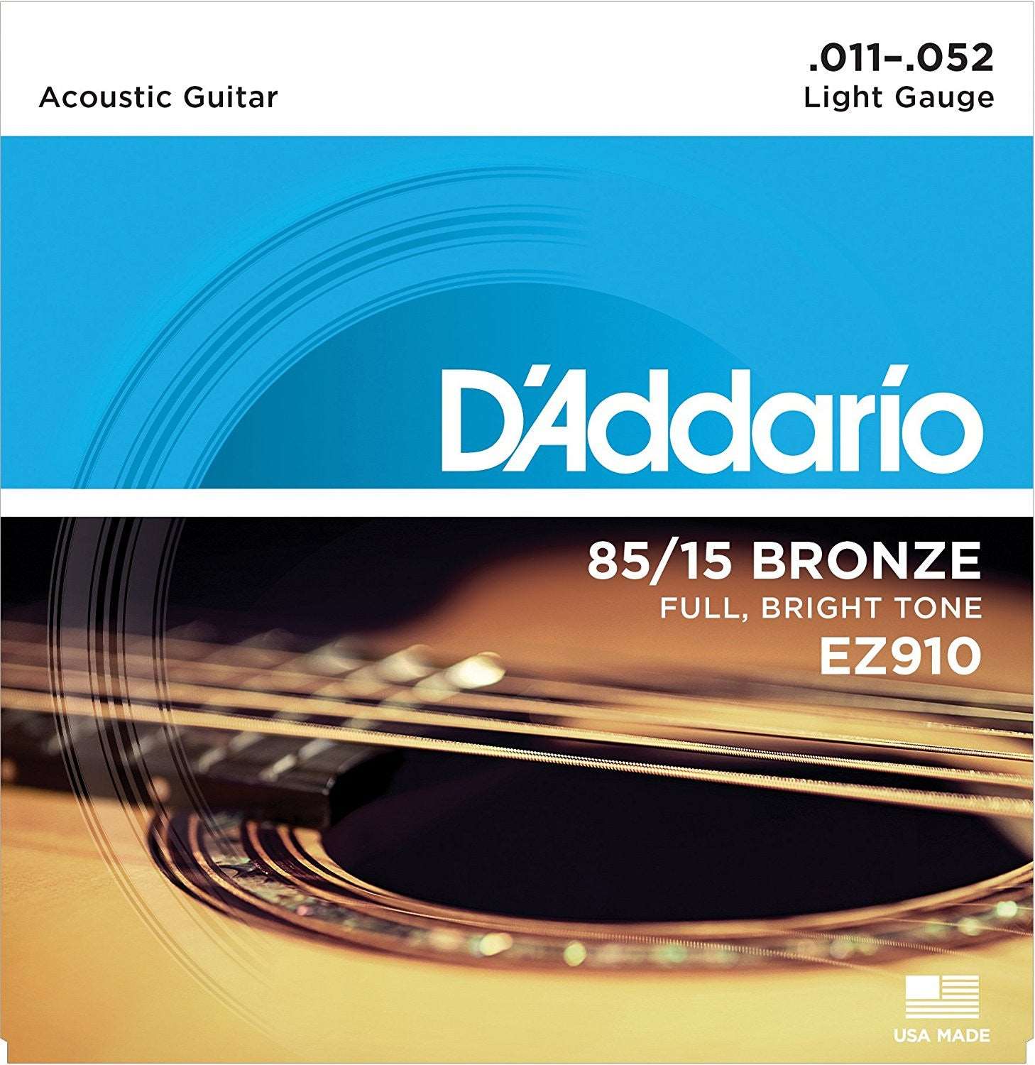 D'ADDARIO EZ910 85-15 GREAT AMERICAN BRONZE ACOUSTIC GUITAR STRINGS, LIGHT (.011-.052) | D'ADDARIO , Zoso Music
