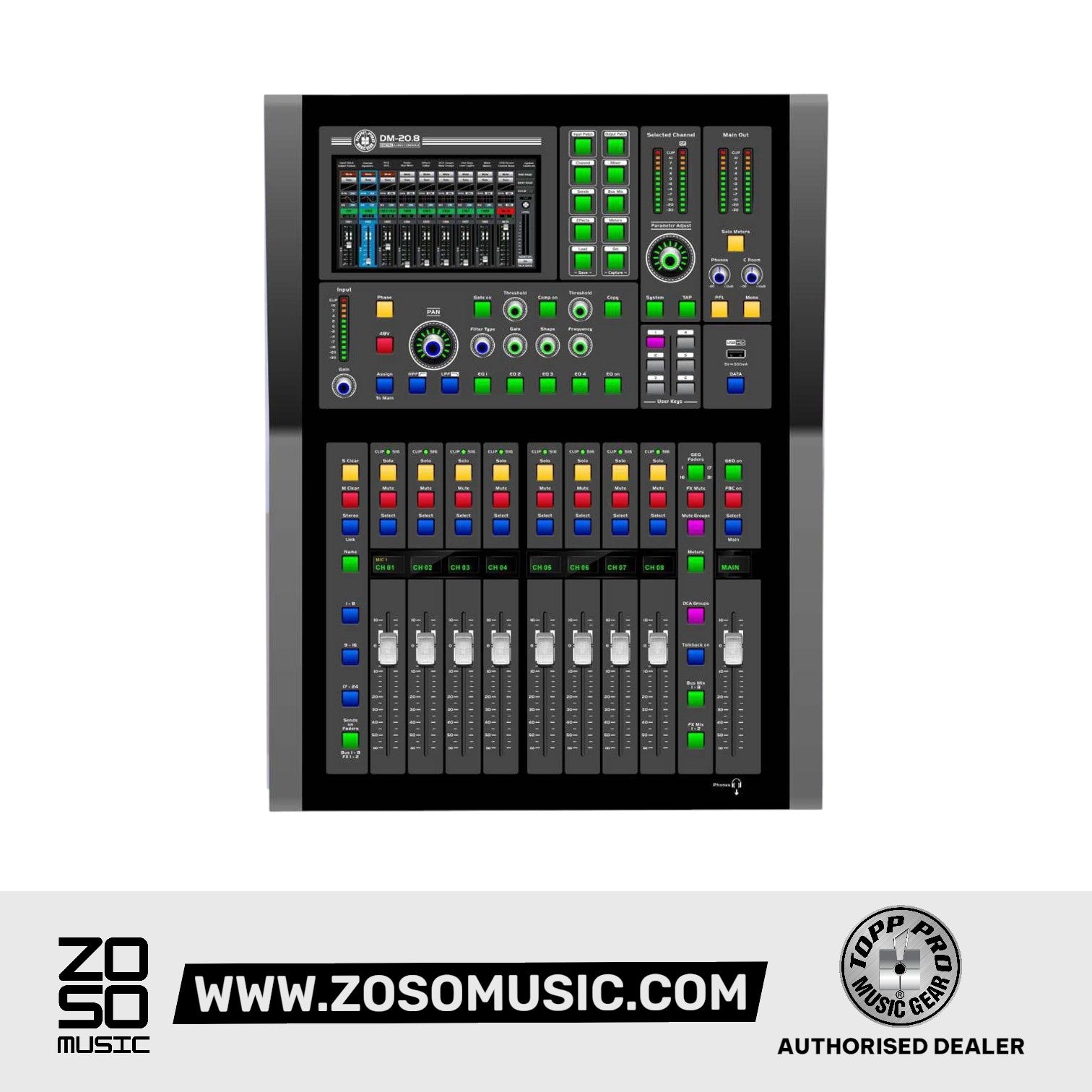 Topp Pro 20 CH Digital Mixer 12 Out 2 FX & 7" Touch Screen | Zoso Music Sdn Bhd