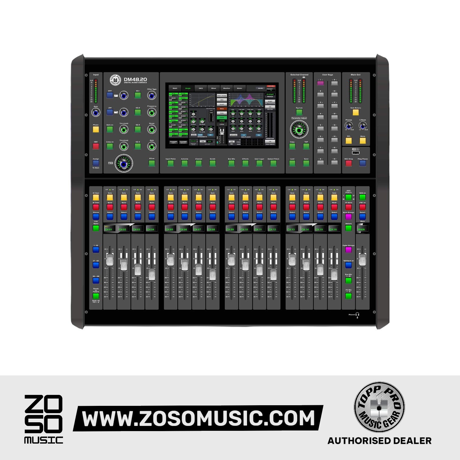 Topp Pro 48 CH Digital Mixer 20 Out 4 FX & 10" Touch Screen | Zoso Music Sdn Bhd