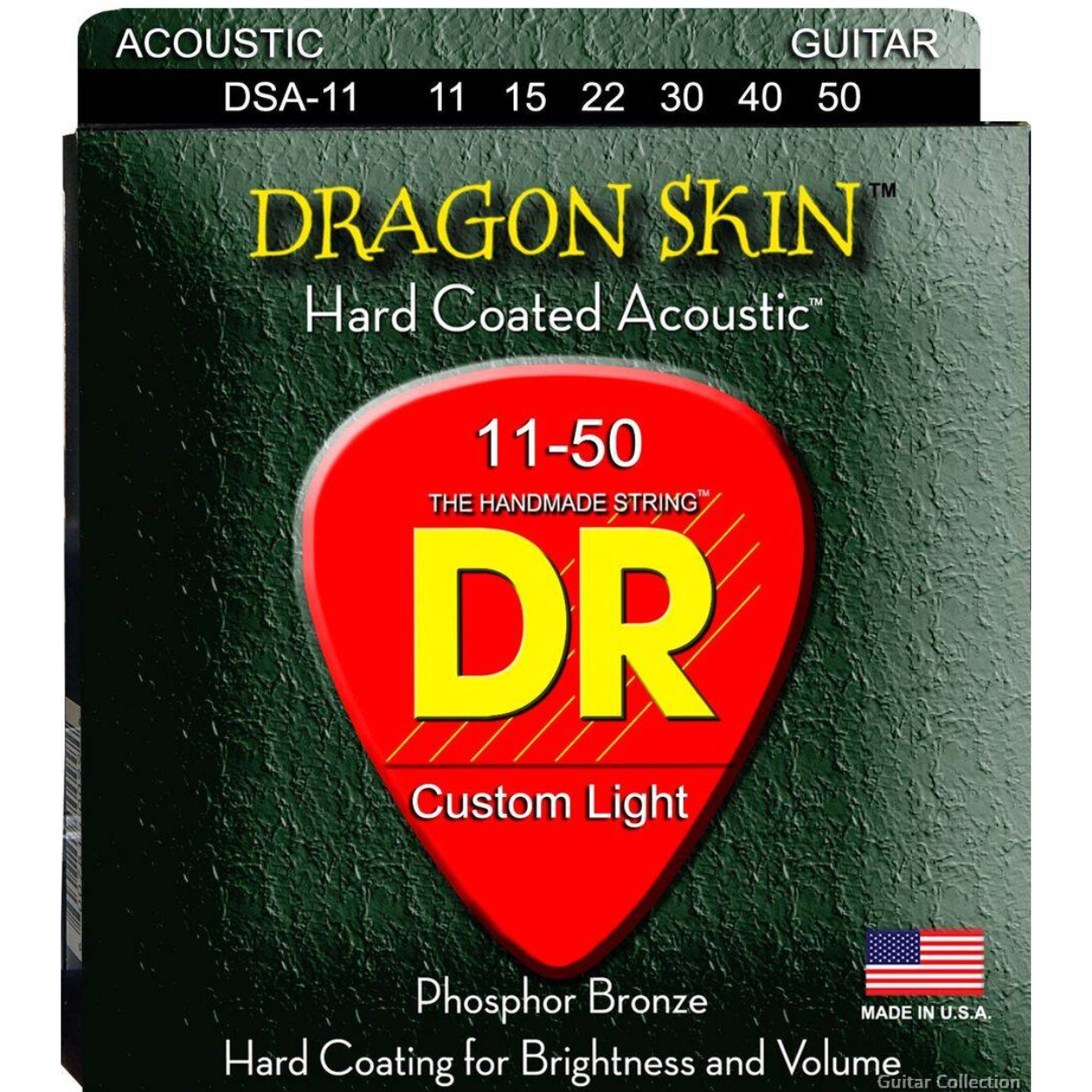 DR Strings DSA-11 DRAGON SKIN Clear Coated Phosphor Bronze Acoustic Guitar Strings | Custom Light (011 - 050)