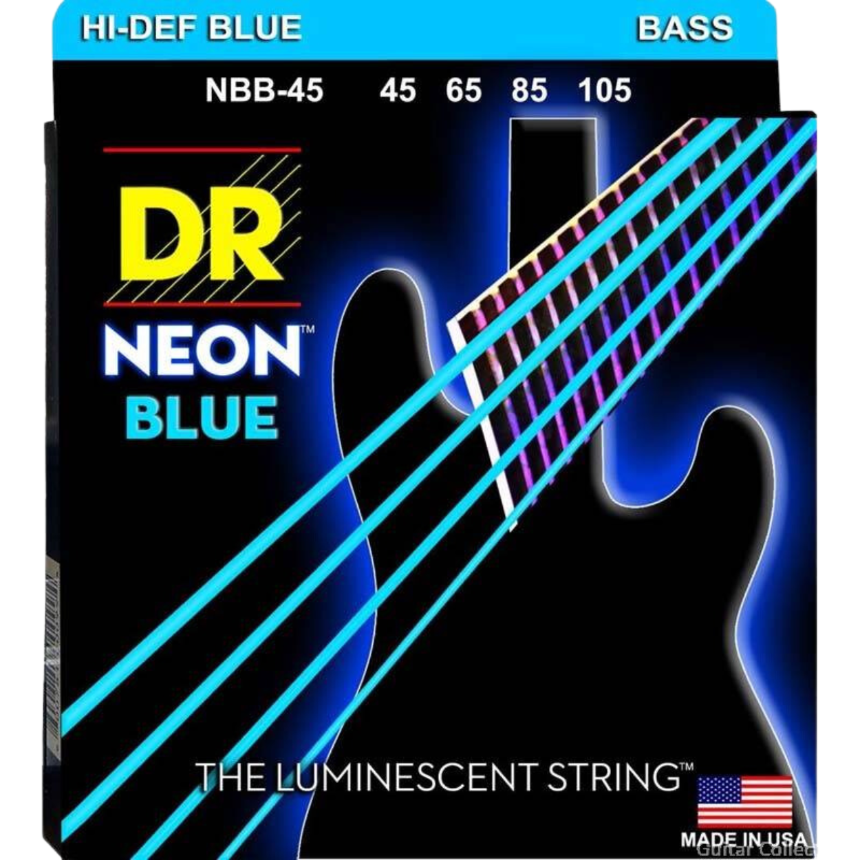 DR Strings NBB-45 NEON Blue Coated Nickel Plated Bass Strings | 4-String Medium (045 - 105)
