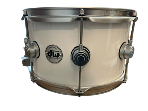 DW USA Collector's All-Maple 7"x13" Snare Drum, Lacquer Custom Solid White, Satin Chrome HW | Zoso Music Sdn Bhd