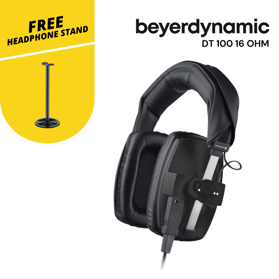 Beyerdynamic DT 100 16 Ohm Closed Back Over Ear Headphones, Monitor headphones for studio and ENG/EFP applications