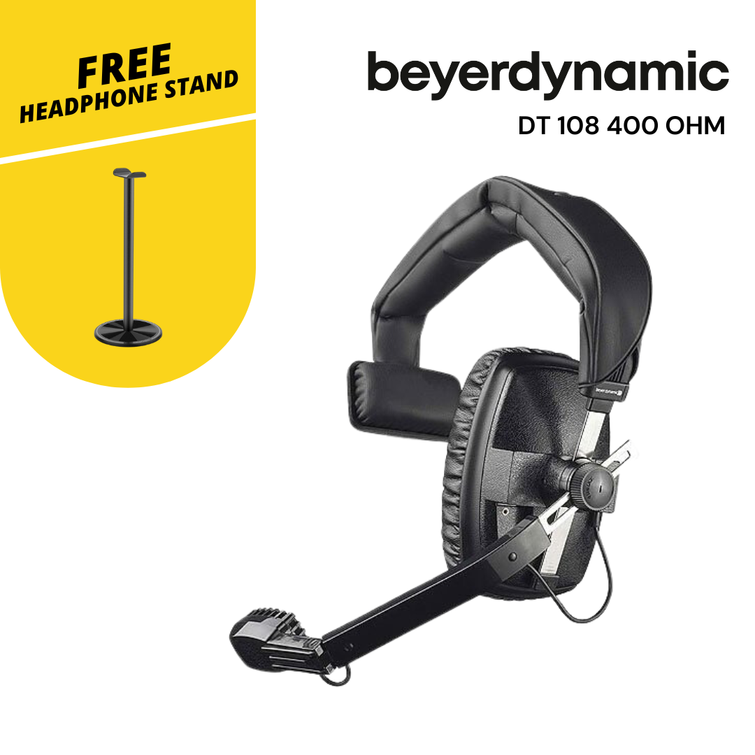 Beyerdynamic DT 108 400 Ohm, Single-Ear-Version with 200 Ohm dynamic microphone for live, remote broadcasting, studio, film, TV and language lab applications