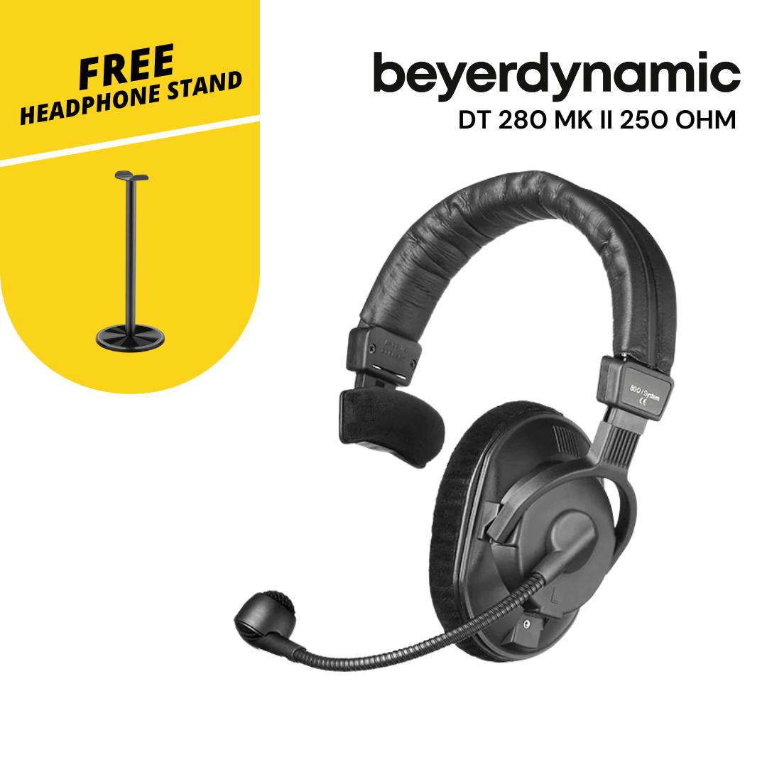 Beyerdynamic DT 280 MK II 250 Ohm Closed Single-ear headset with 200 Ohm dynamic microphone for talkback purposes in broadcasting and tv
