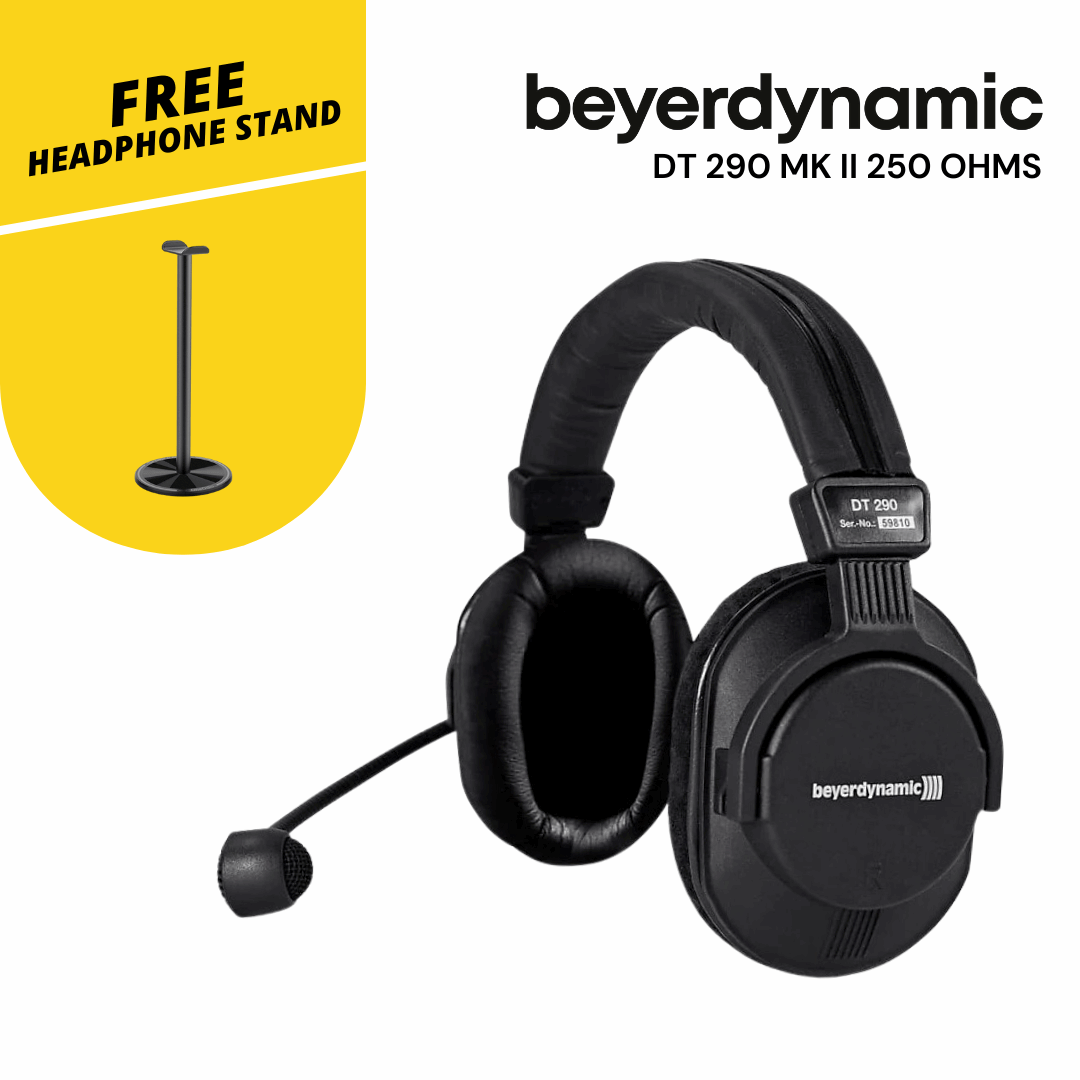 Beyerdynamic DT 290 MK II 250 Ohms Closed Broadcast headset with 200 Ohm dynamic microphone for broadcasting and tv with K109.00 Open End Cable