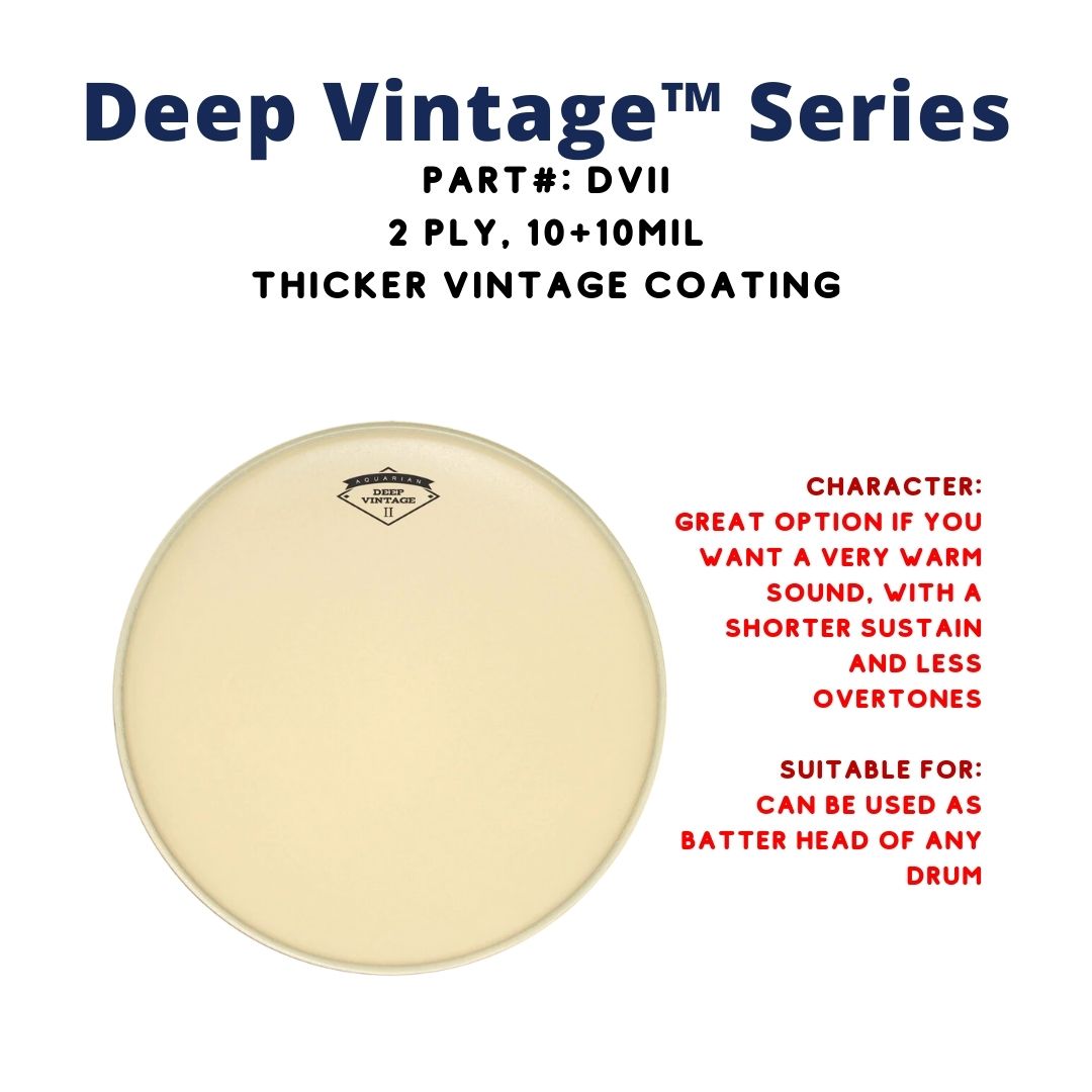Aquarian DVII Deep Vintage II Vintage Coating 2ply 10+10mil Drum Head |  AQUARIAN |  DRUM HEAD |  Zoso Music
