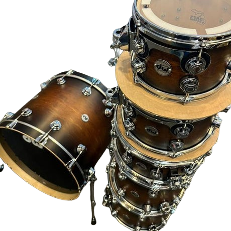 DW USA Collector's All-Maple 6-Pc Shell Pack, Satin Specialty Honey to Ebony Burst