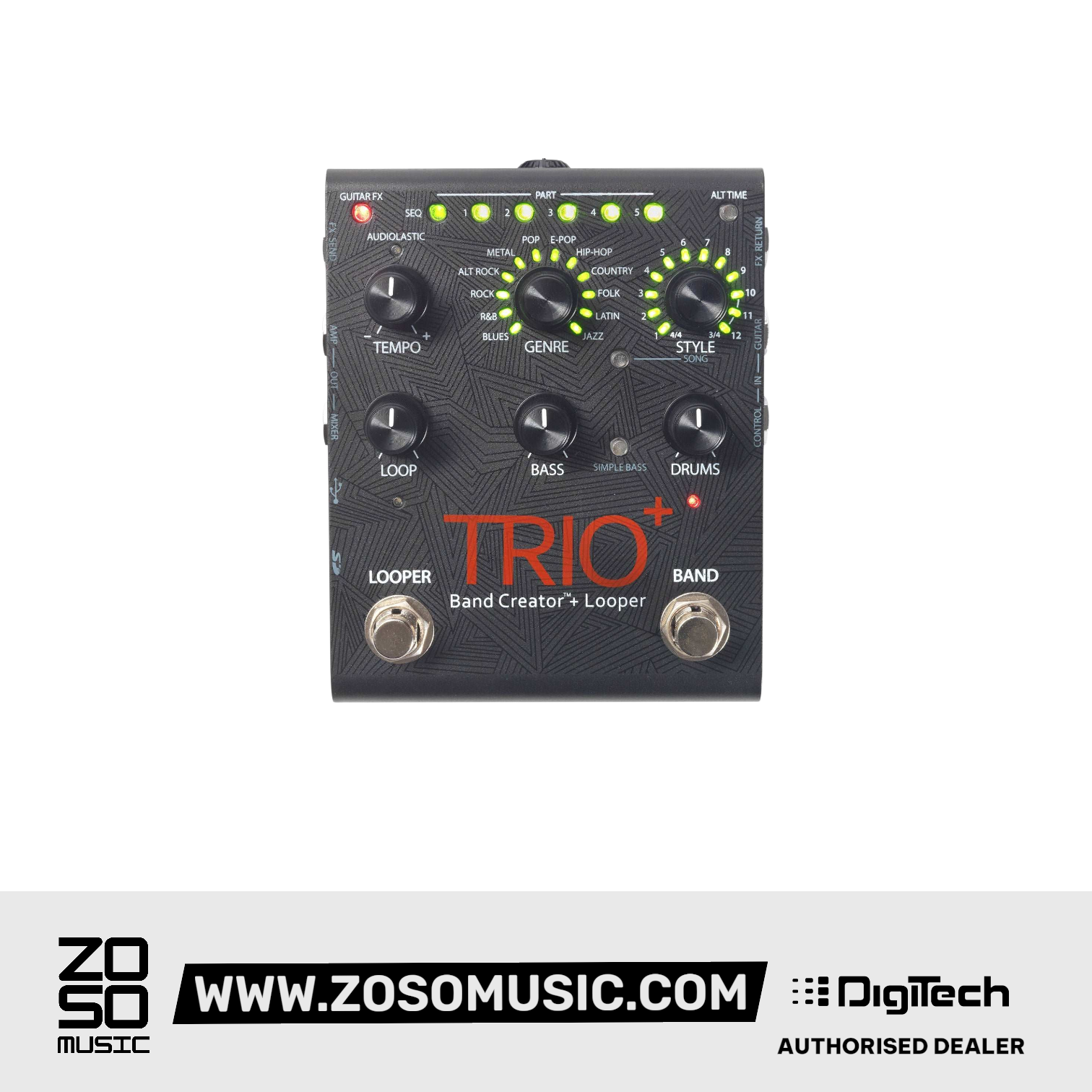 DigiTech TRIO+ Band Creator and Looper Guitar Effects Pedal |  DIGITECH |  EFFECTS |  Zoso Music