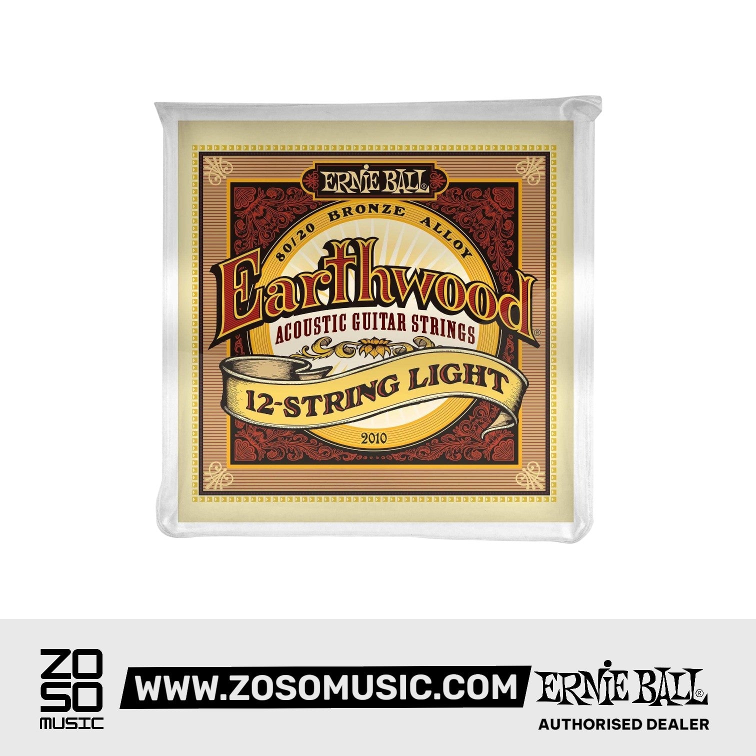 Ernie Ball Earthwood Light 12-String 80/20 Bronze Acoustic Guitar Strings | Zoso Music Sdn Bhd