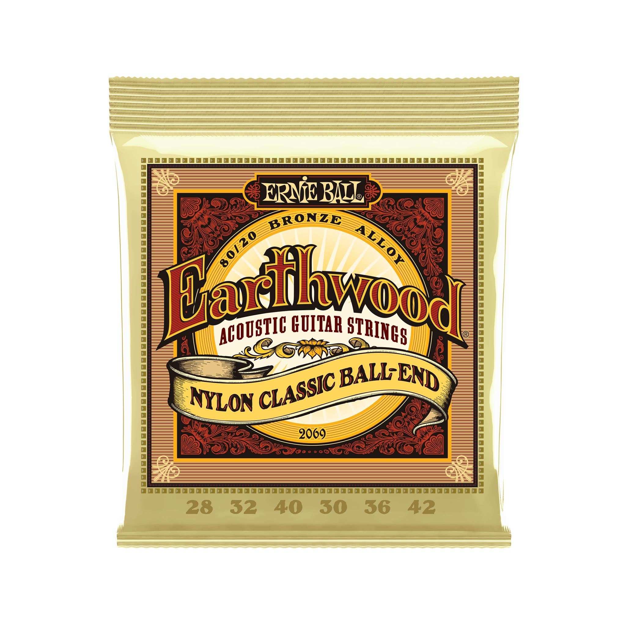 Ernie Ball Earthwood 80/20 Bronze Folk Nylon Classical Guitar Strings, 28-42 | Zoso Music Sdn Bhd