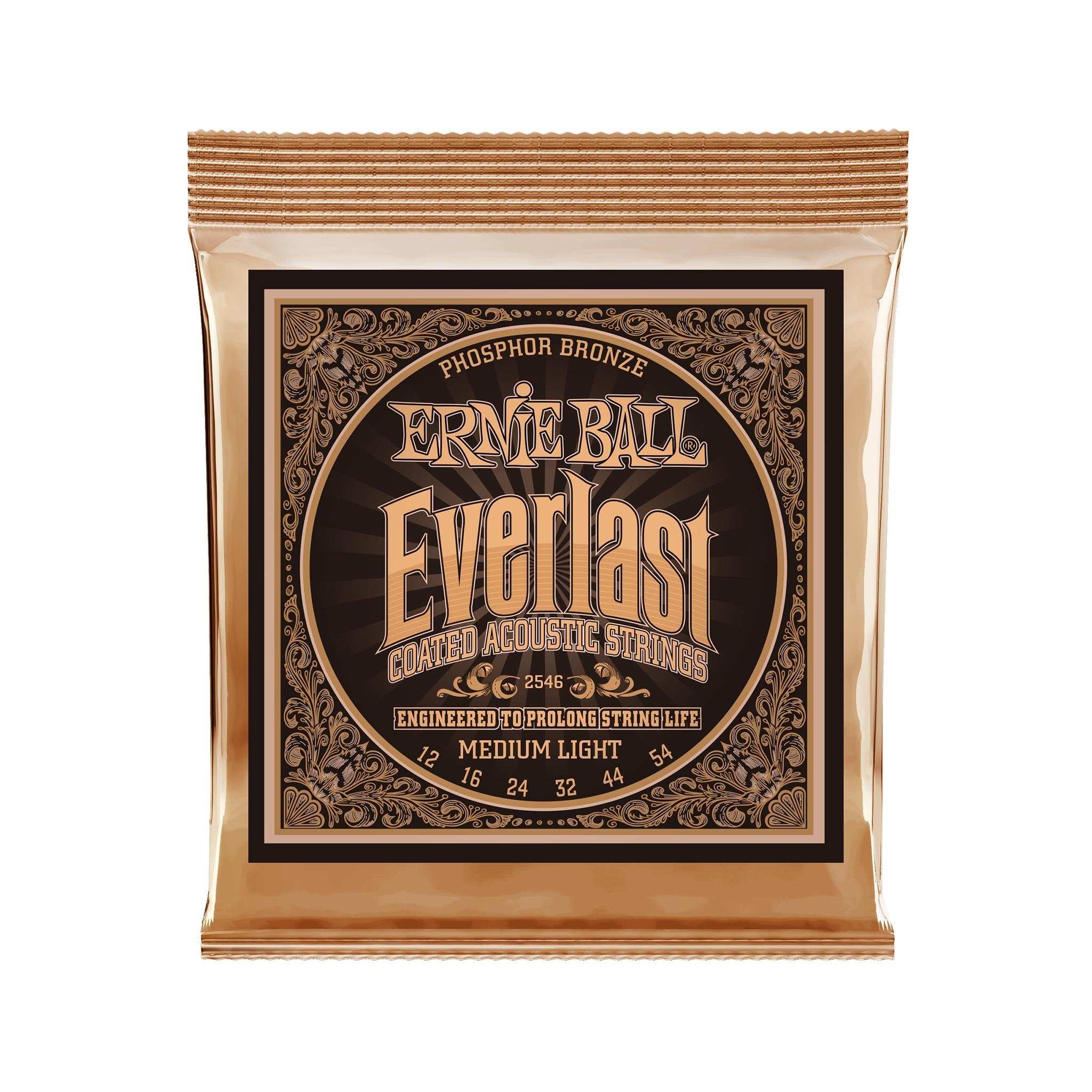 Ernie Ball Everlast Medium Light Coated Phosphor Bronze Acoustic Guitar Strings, 12-54 | Zoso Music Sdn Bhd