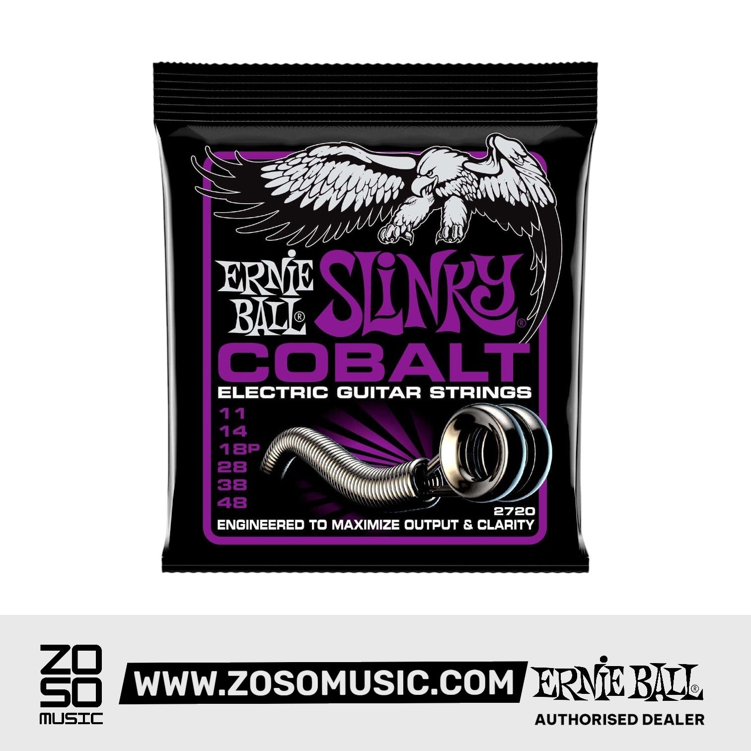 Ernie Ball Power Slinky Cobalt Electric Guitar Strings, 11-48 | Zoso Music Sdn Bhd