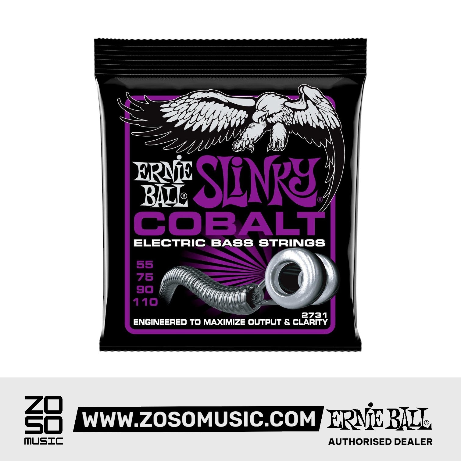 Ernie Ball Power Slinky Cobalt Electric Bass Strings, 55-110 | Zoso Music Sdn Bhd