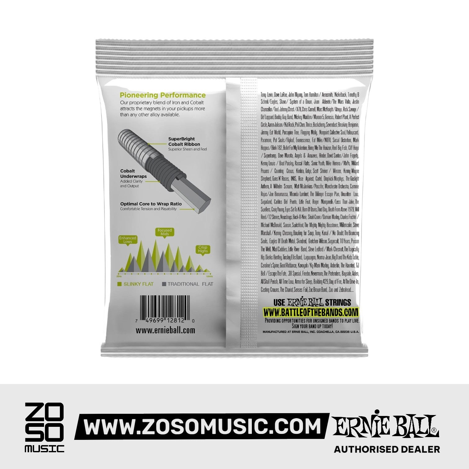 Ernie Ball Regular Slinky Flatwound Electric Bass Strings, 50-105 |  ERNIE BALL |  STRINGS-BASS GUITAR |  Zoso Music