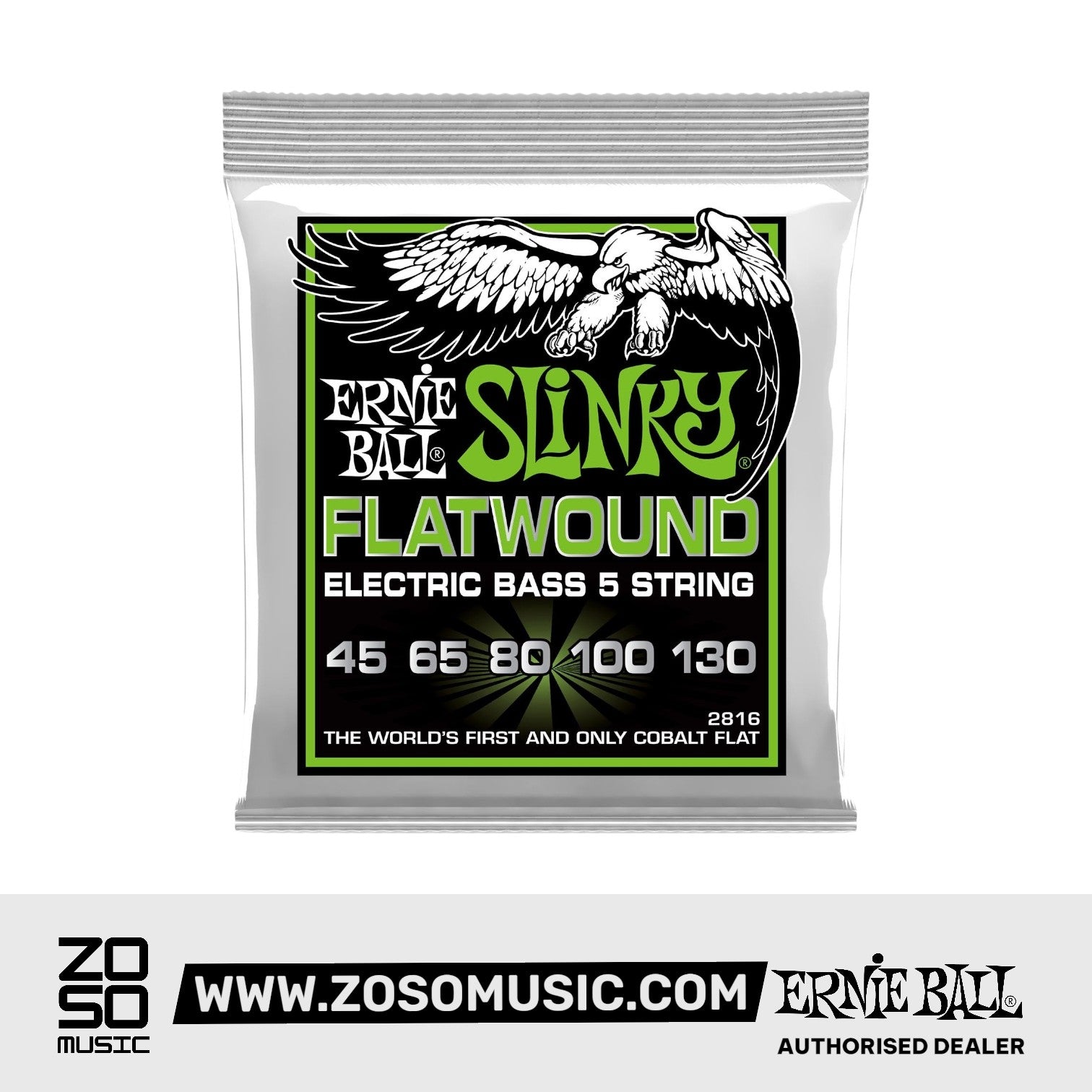 Ernie Ball Regular Slinky 5-String Flatwound Electric Bass Strings, 45-130 | Zoso Music Sdn Bhd