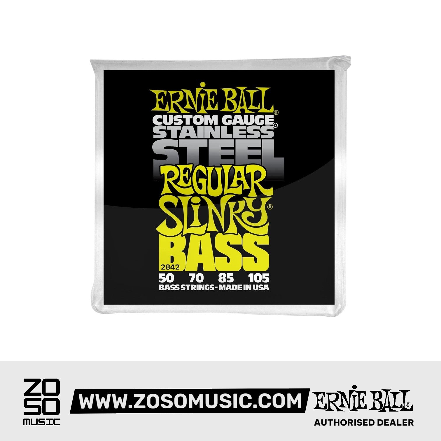 Ernie Ball Regular Slinky Stainless Steel Electric Bass Strings, 50-105 | Zoso Music Sdn Bhd