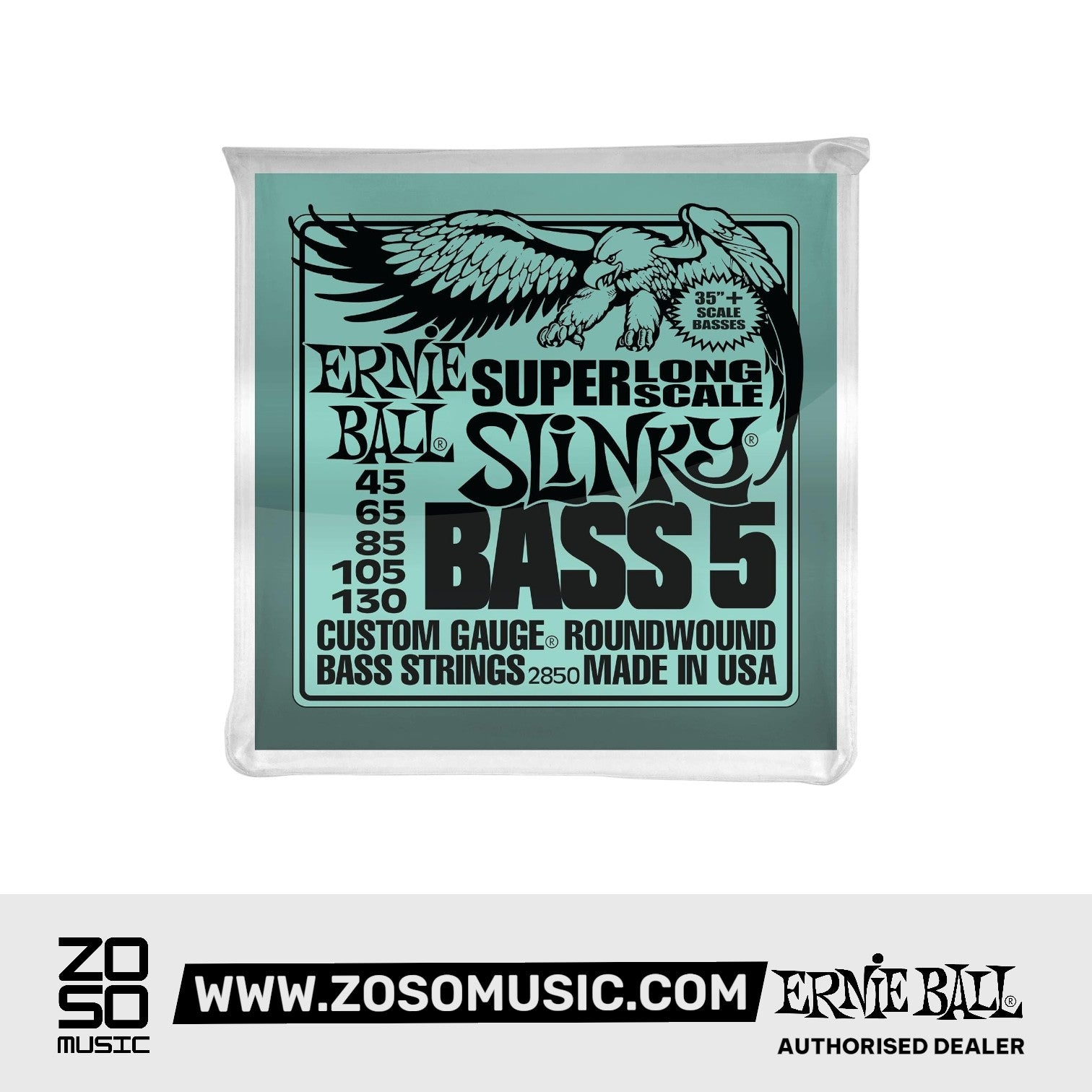 Ernie Ball Bass 5 Slinky Super Long Scale Electric Bass Strings, 45-130 | Zoso Music Sdn Bhd