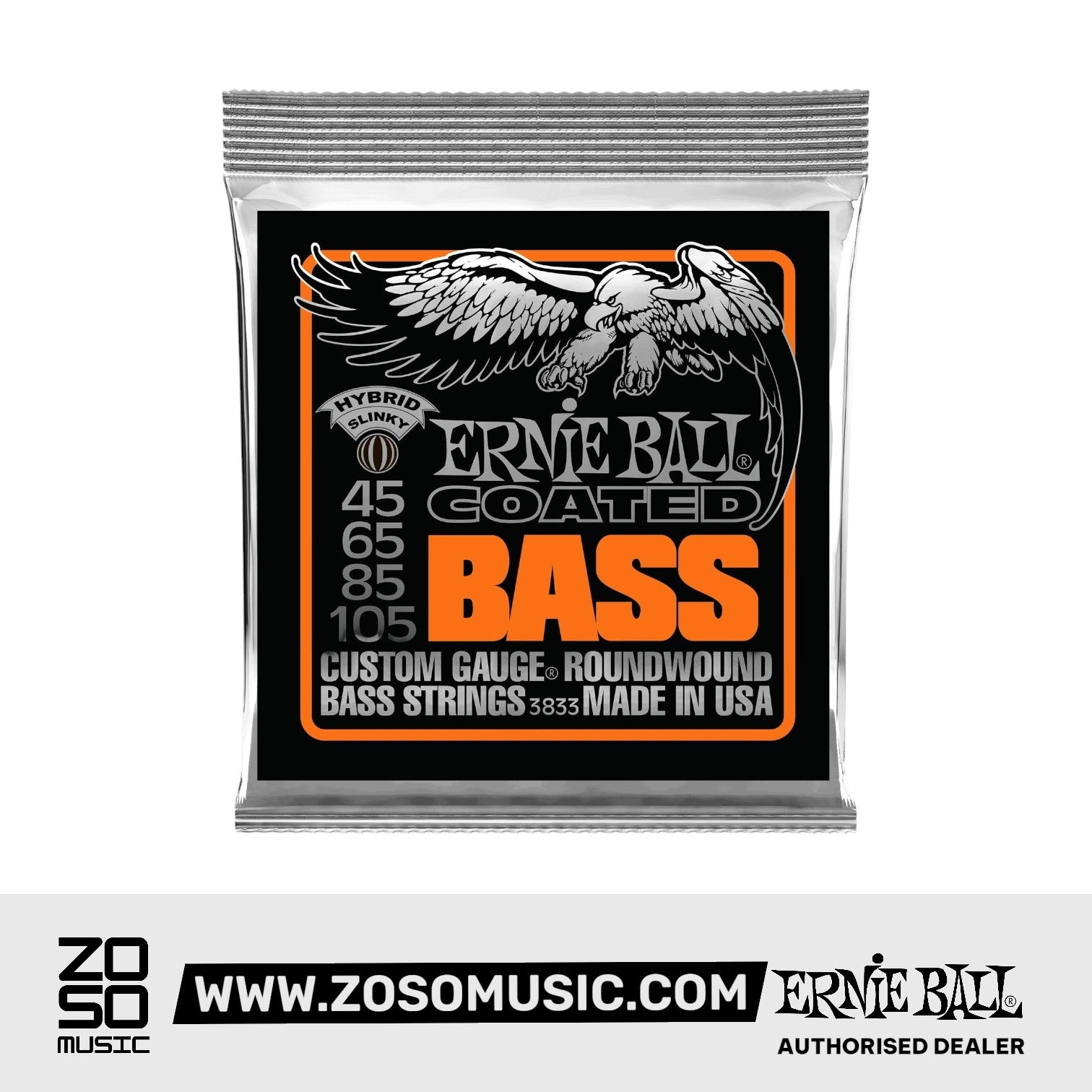 Ernie Ball Hybrid Slinky Coated Electric Bass Strings, 45-105 | Zoso Music Sdn Bhd