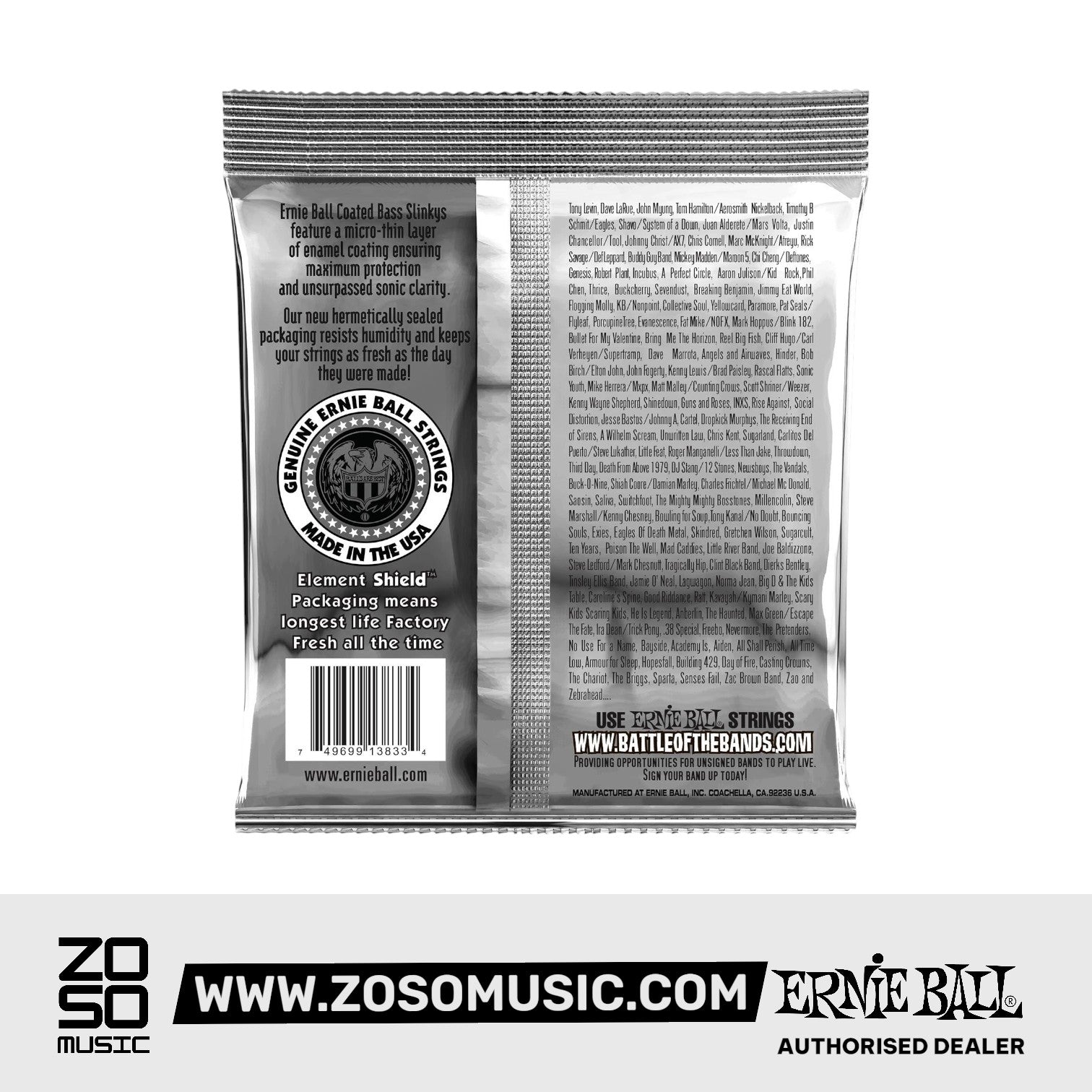 Ernie Ball Hybrid Slinky Coated Electric Bass Strings, 45-105 |  ERNIE BALL |  STRINGS-BASS GUITAR |  Zoso Music