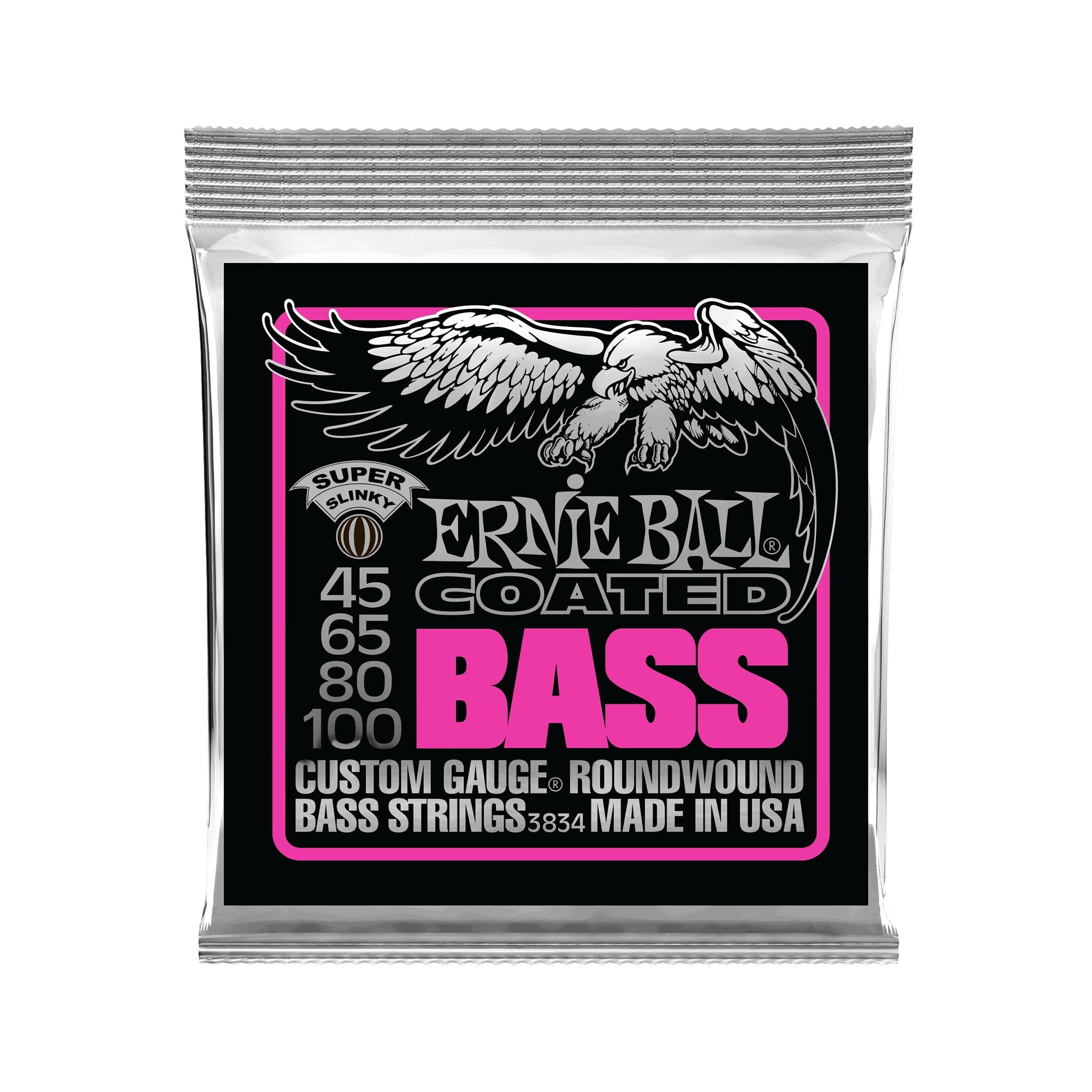 Ernie Ball Super Slinky Coated Electric Bass Strings, 45-100 | Zoso Music Sdn Bhd
