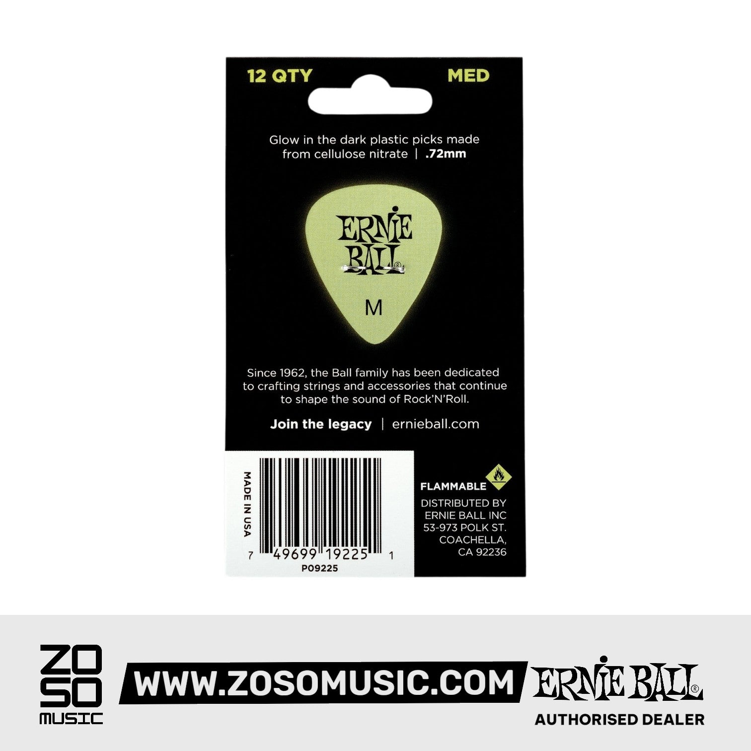 Ernie Ball Super Glow Cellulose Guitar Picks, Medium, 12-Pack