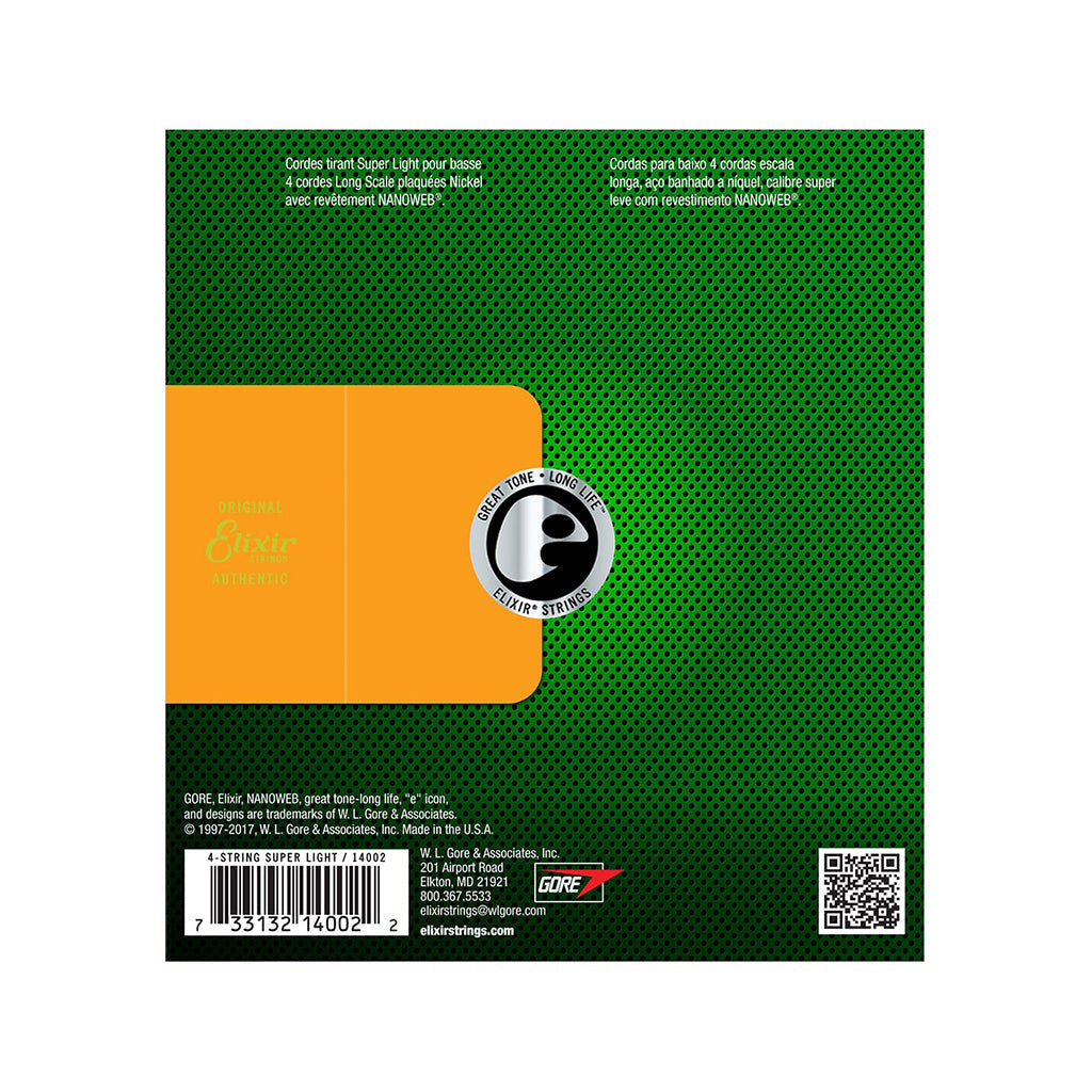 Elixir 14002 Nanoweb Super Light Long Scale Electric Bass Strings 040-095 |  ELIXIR |  STRINGS-BASS GUITAR |  Zoso Music