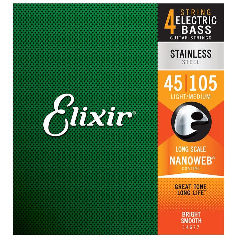 Elixir 14677 Nanoweb Stainless Steel Electric Bass Strings Zoso Music