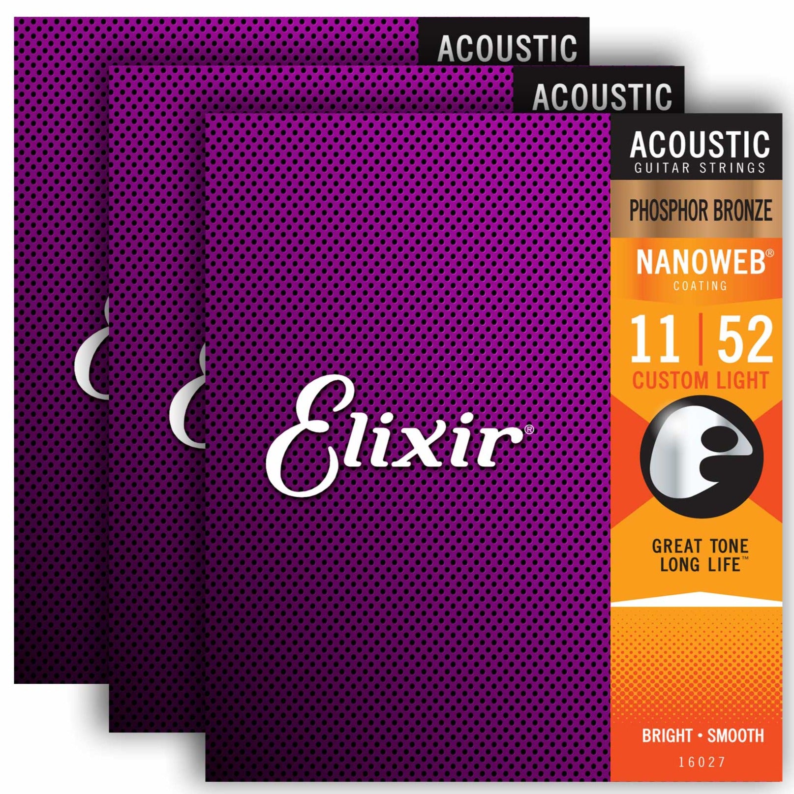 Elixir 16544 Nanoweb Phosphor Bronze Custom Light Acoustic Guitar Strings Zoso Music