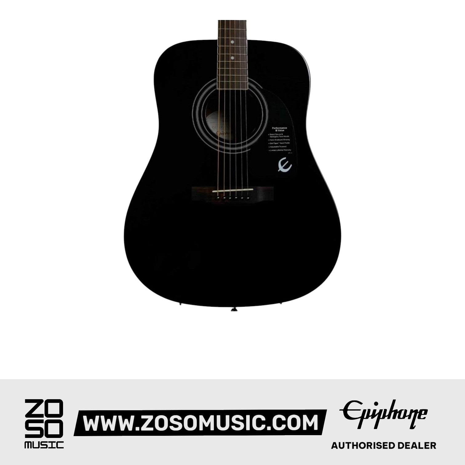 Epiphone EA10EBCH1 Songmaker DR-100 - Ebony - ZOSO MUSIC SDN BHD