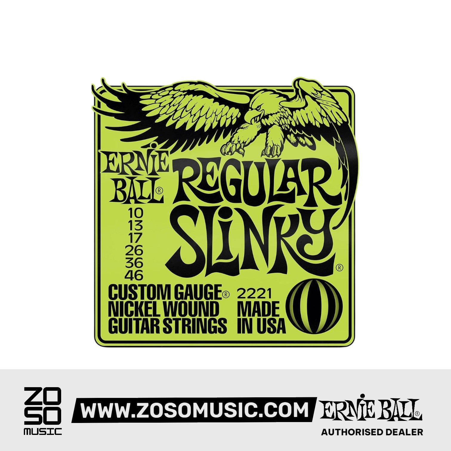 Ernie Ball Regular Slinky Nickel Wound Electric Guitar Strings, 10-46 |  ERNIE BALL |  STRINGS-ELECTRIC GUITAR |  Zoso Music