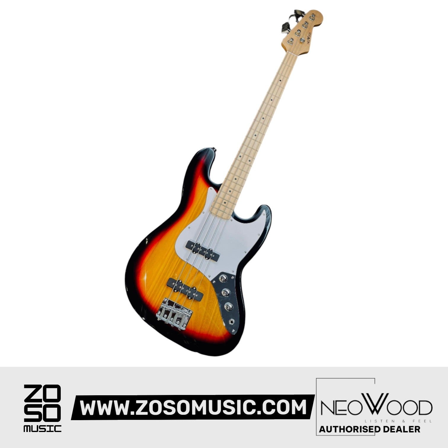 Neowood K-EB6-4-M SB Jazz Bass 4 String Maple Neck Bass Guitar Sunburst |  NEOWOOD |  BASS GUITAR |  Zoso Music