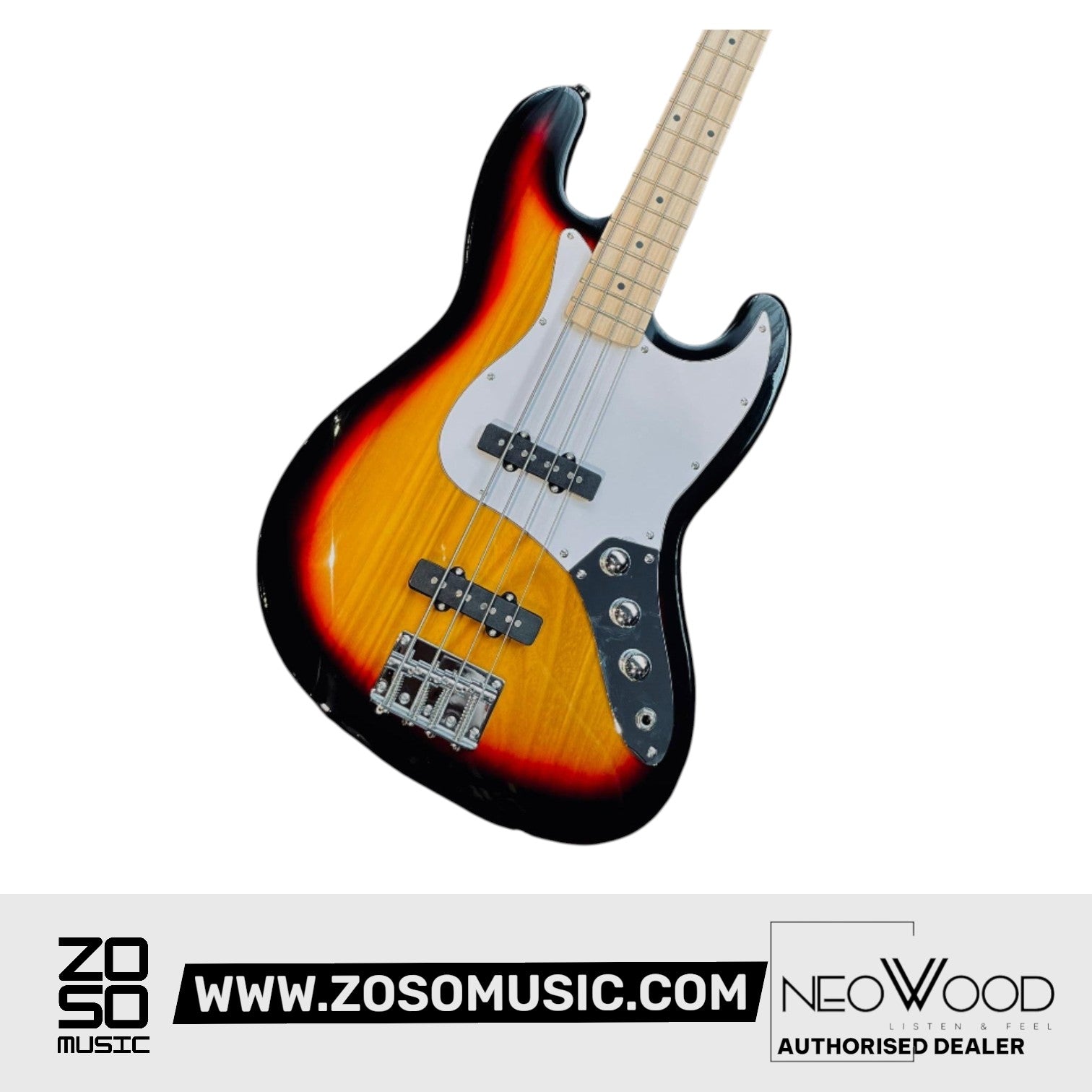 Neowood K-EB6-4-M SB Jazz Bass 4 String Maple Neck Bass Guitar Sunburst | Zoso Music Sdn Bhd