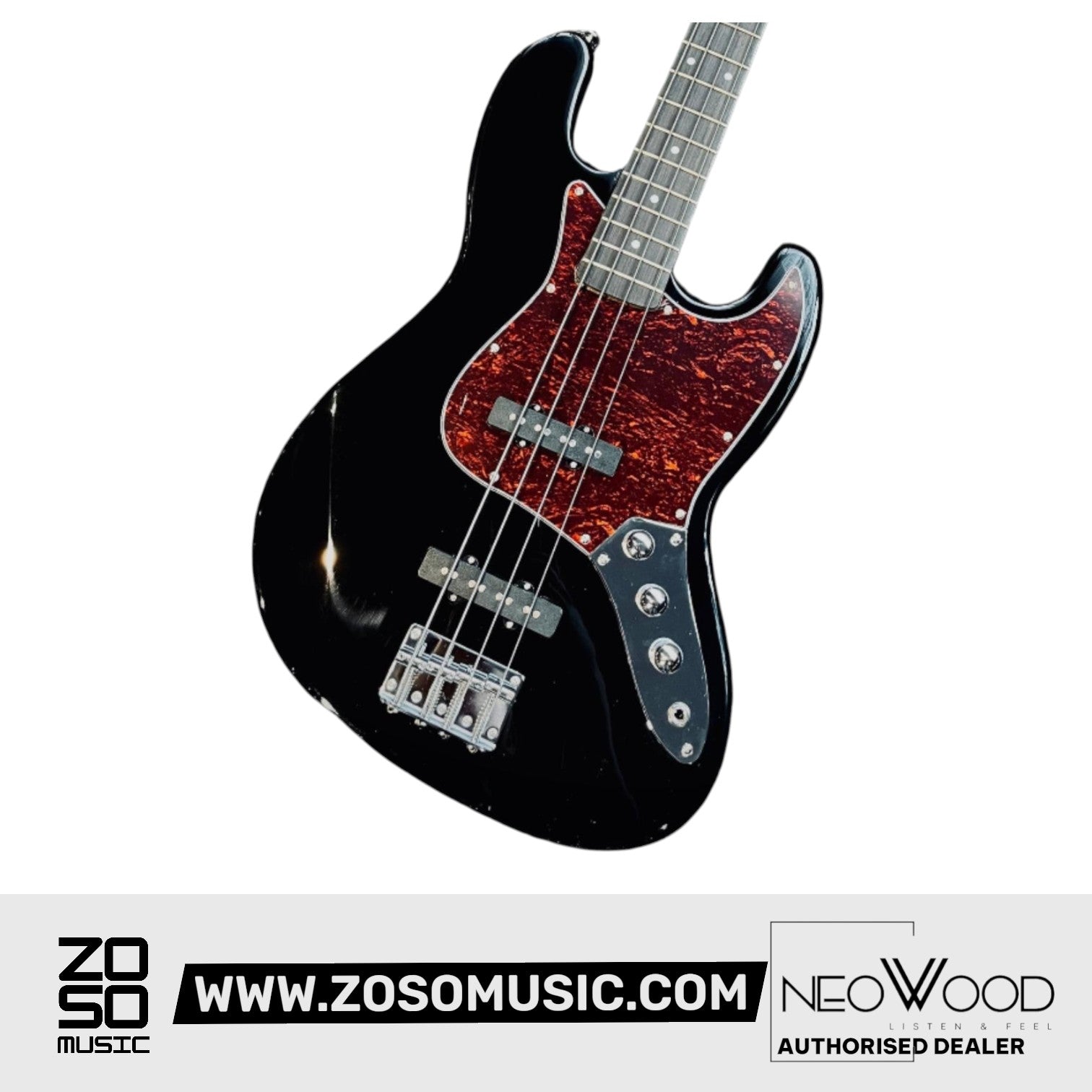Neowood K-EB6-4-R BK Jazz Bass 4 String RW Neck Bass Guitar Black | Zoso Music Sdn Bhd