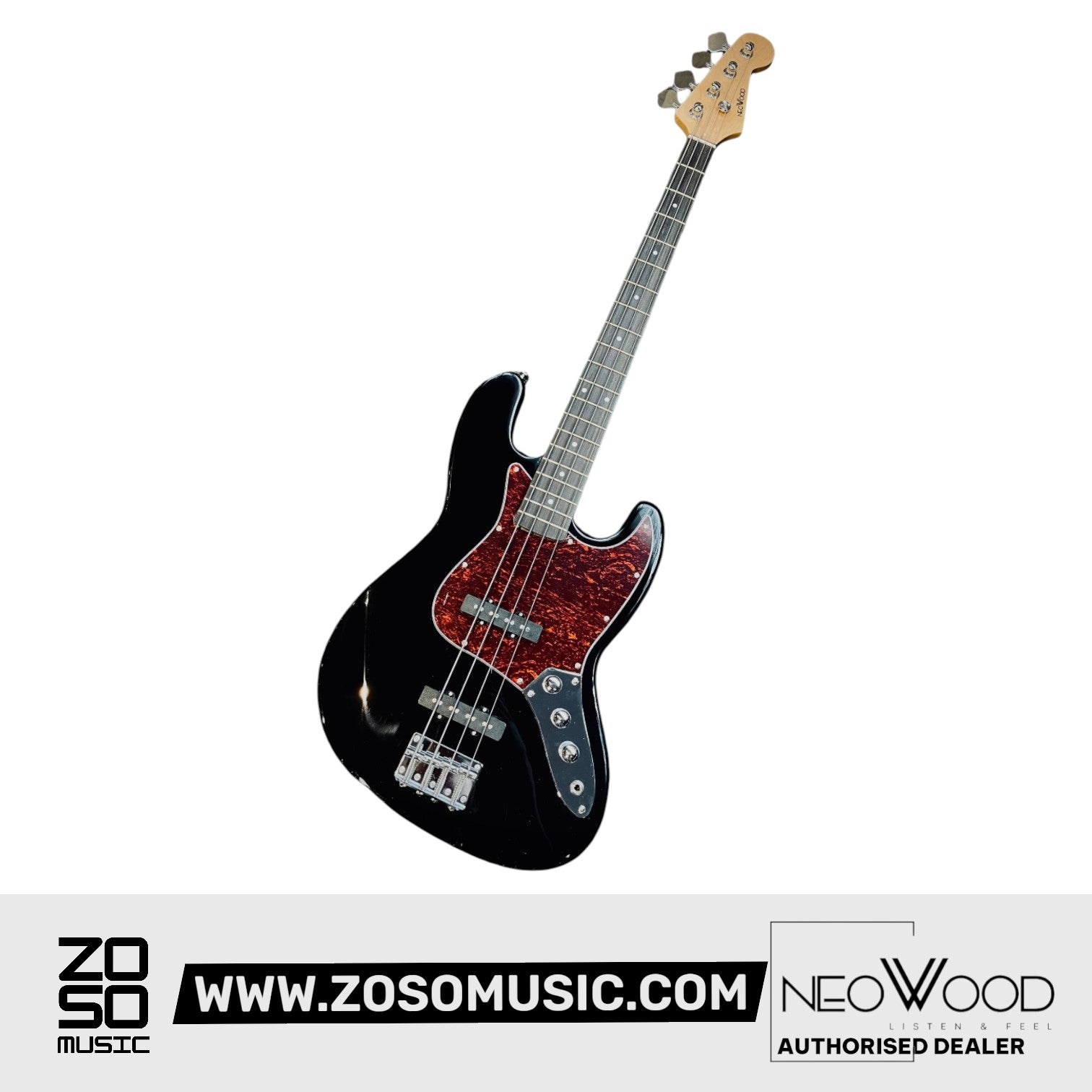 Neowood K-EB6-4-R BK Jazz Bass 4 String RW Neck Bass Guitar Black |  NEOWOOD |  BASS GUITAR |  Zoso Music