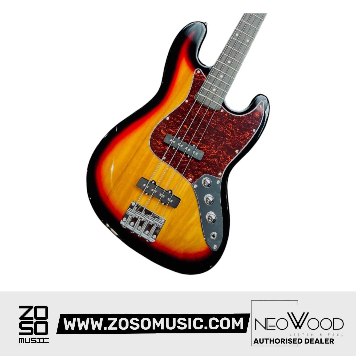 Neowood K-EB6-4-R SB Jazz Bass 4 String RW Neck Bass Guitar Sunburst | Zoso Music Sdn Bhd