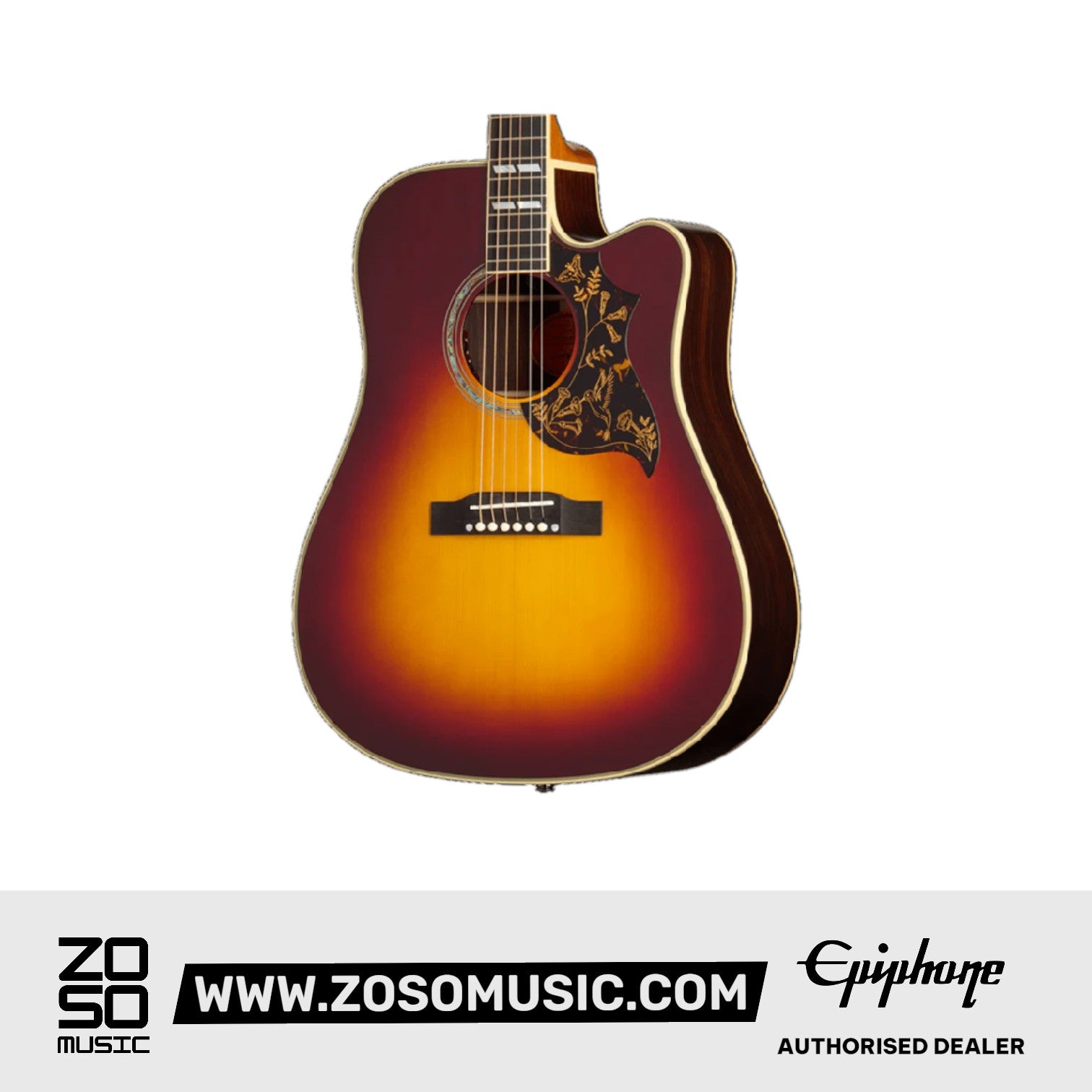 Epiphone Hummingbird Deluxe EC Acoustic-Electric Guitar - Autumn Burst  | Zoso Music Sdn Bhd